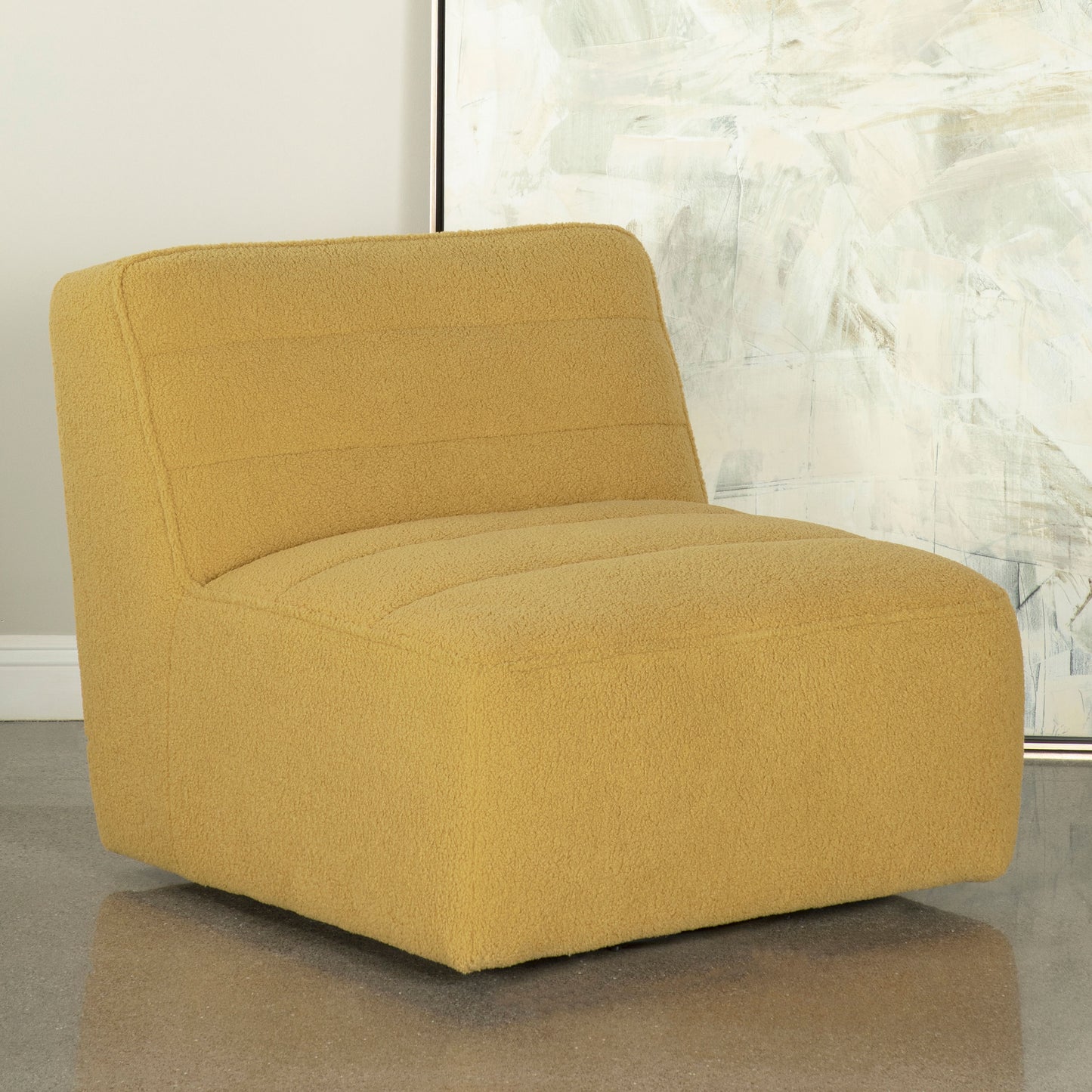 Cobie Upholstered Armless Swivel Chair Mustard