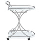 Elfman 2-tier Glass Shelf Metal Bar Cart White and Chrome