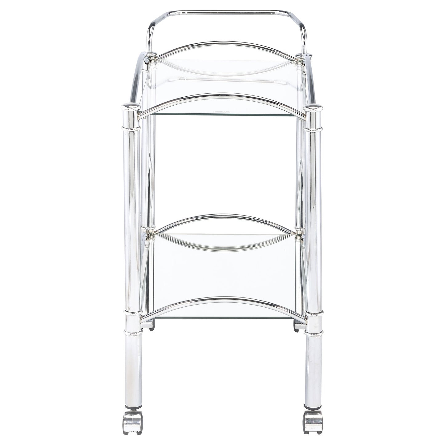 Shadix 2-tier Rectangular Glass Shelf Metal Bar Cart Chrome