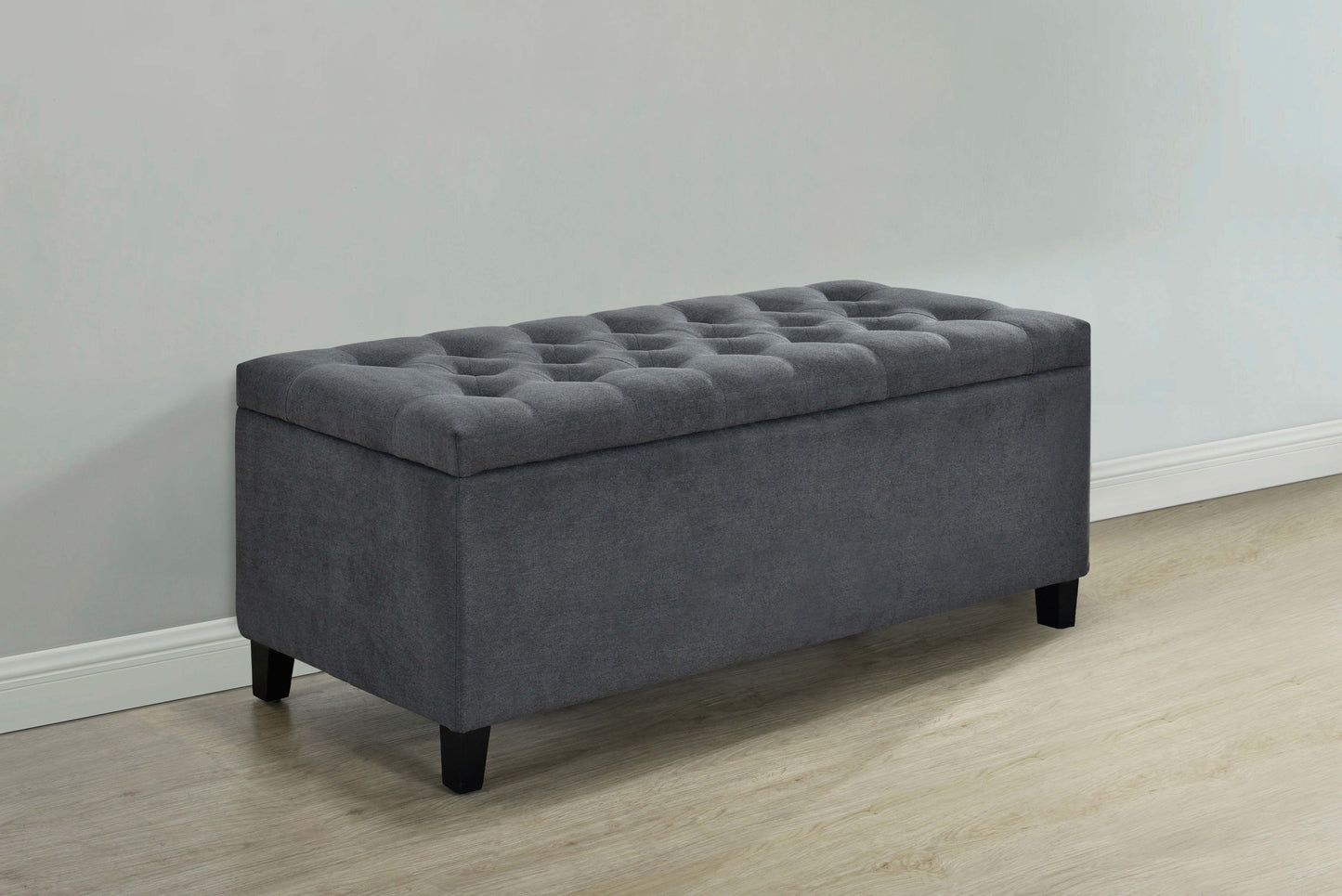 Samir Fabric Upholstered Tufted Storage Bench Charcoal