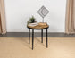 Hayden Round Wood Top Side Table Natural Mango and Black