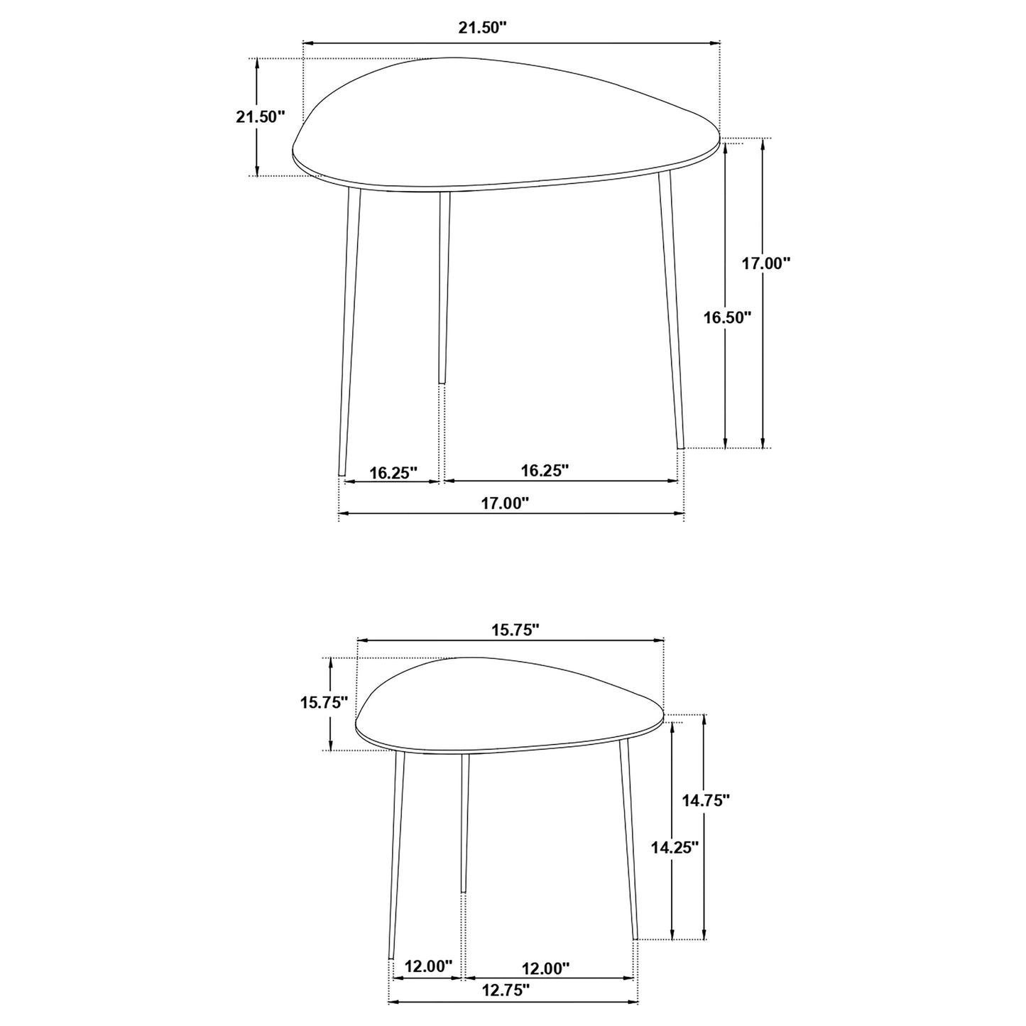 Tobias 2-piece Triangular Marble Top Nesting Table Green