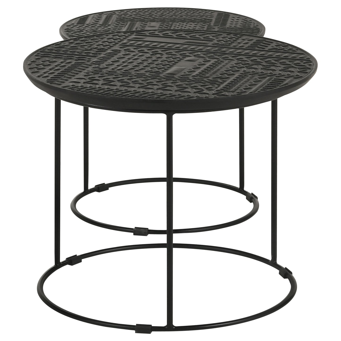 Loannis 2-piece Round Mango Wood Nesting Table Matte Black