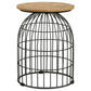 Bernardo Round Wire Frame Side Table Natural and Gunmetal