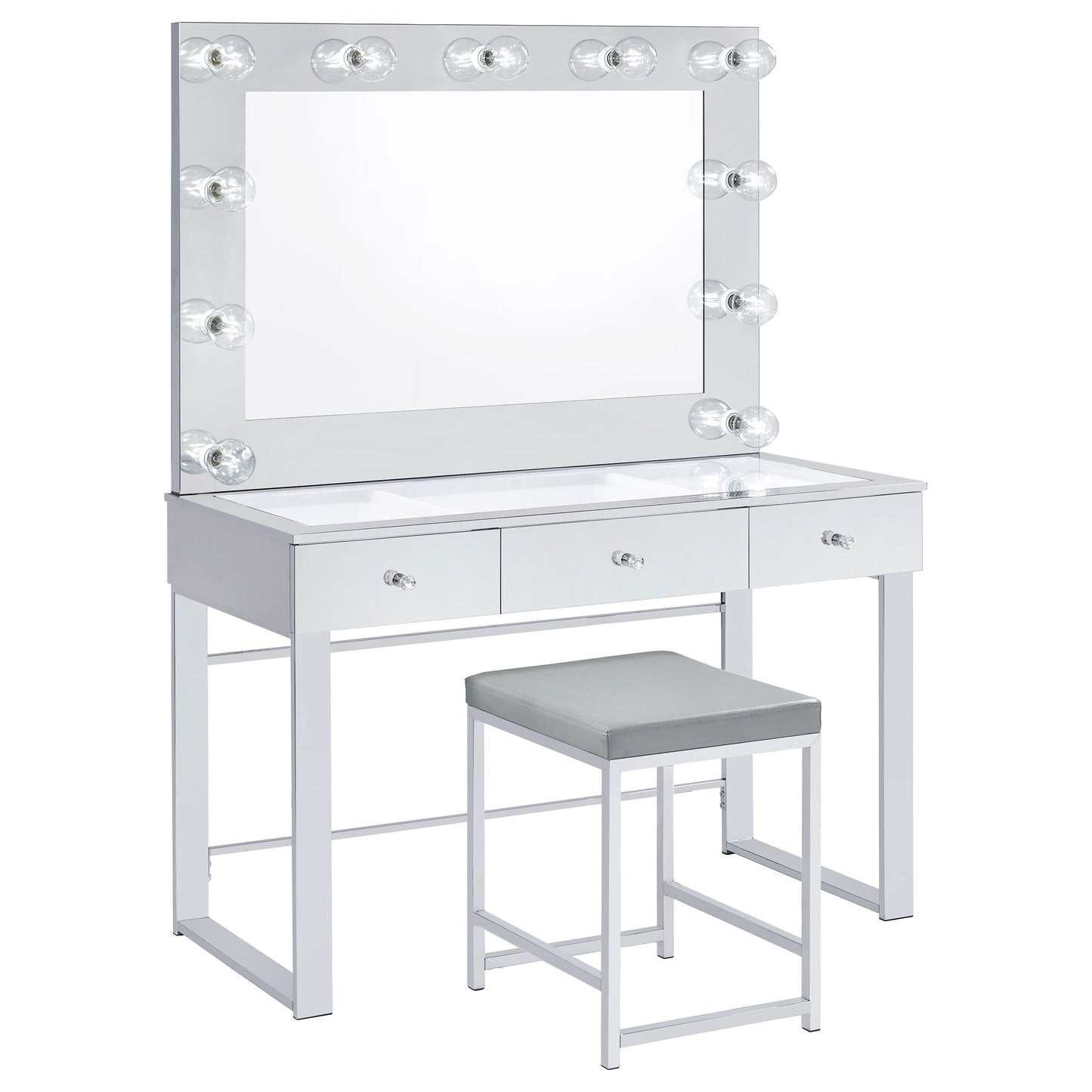 Umbridge 3-drawer Vanity Set with Lighting Chrome and White