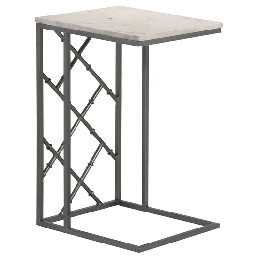 Angeliki Marble Top C-Shape Sofa Side Table Gunmetal