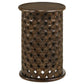 Krish 24-inch Round Mango Wood Side Table Dark Brown