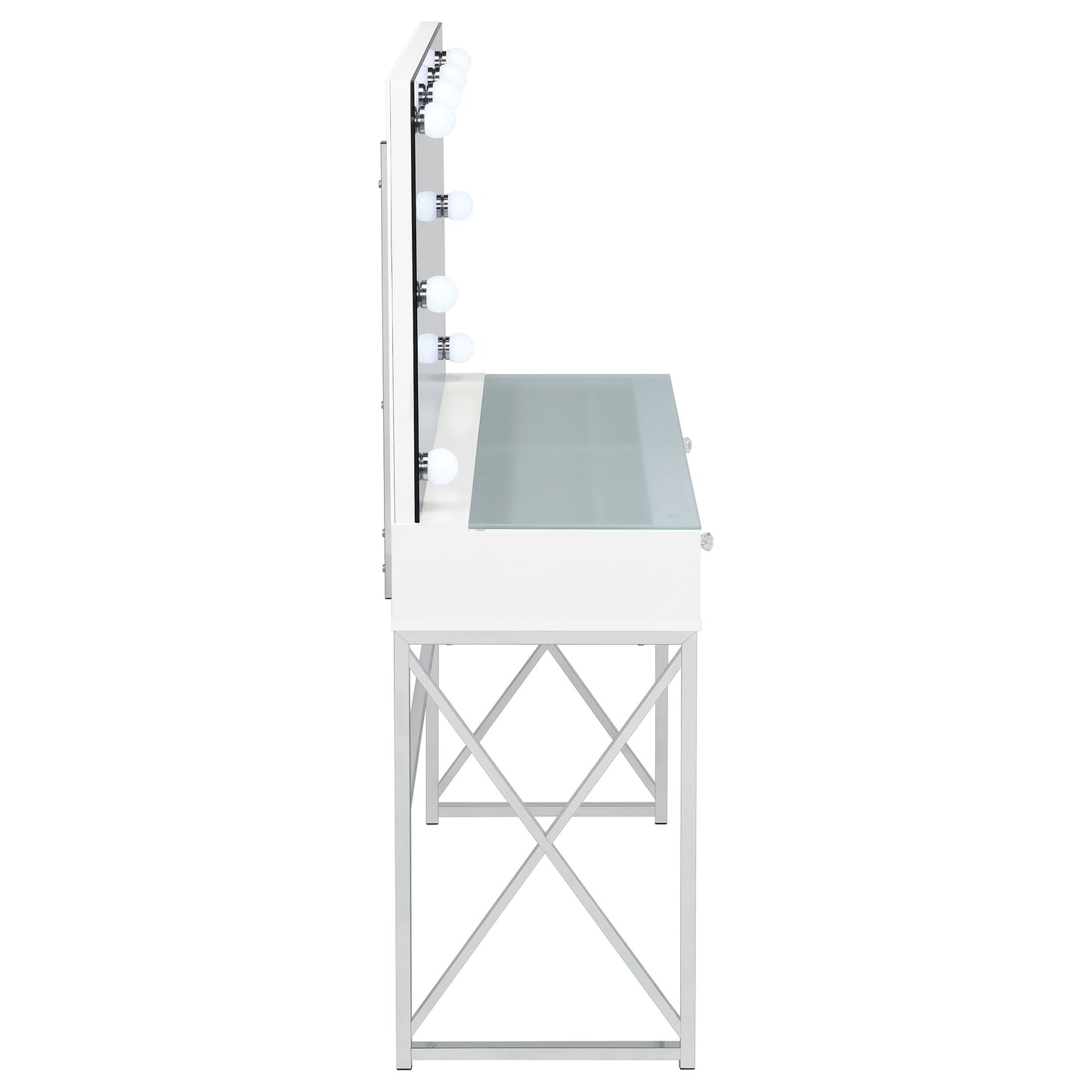 Eliza Vanity Set with Lighting & Stool White and Chrome