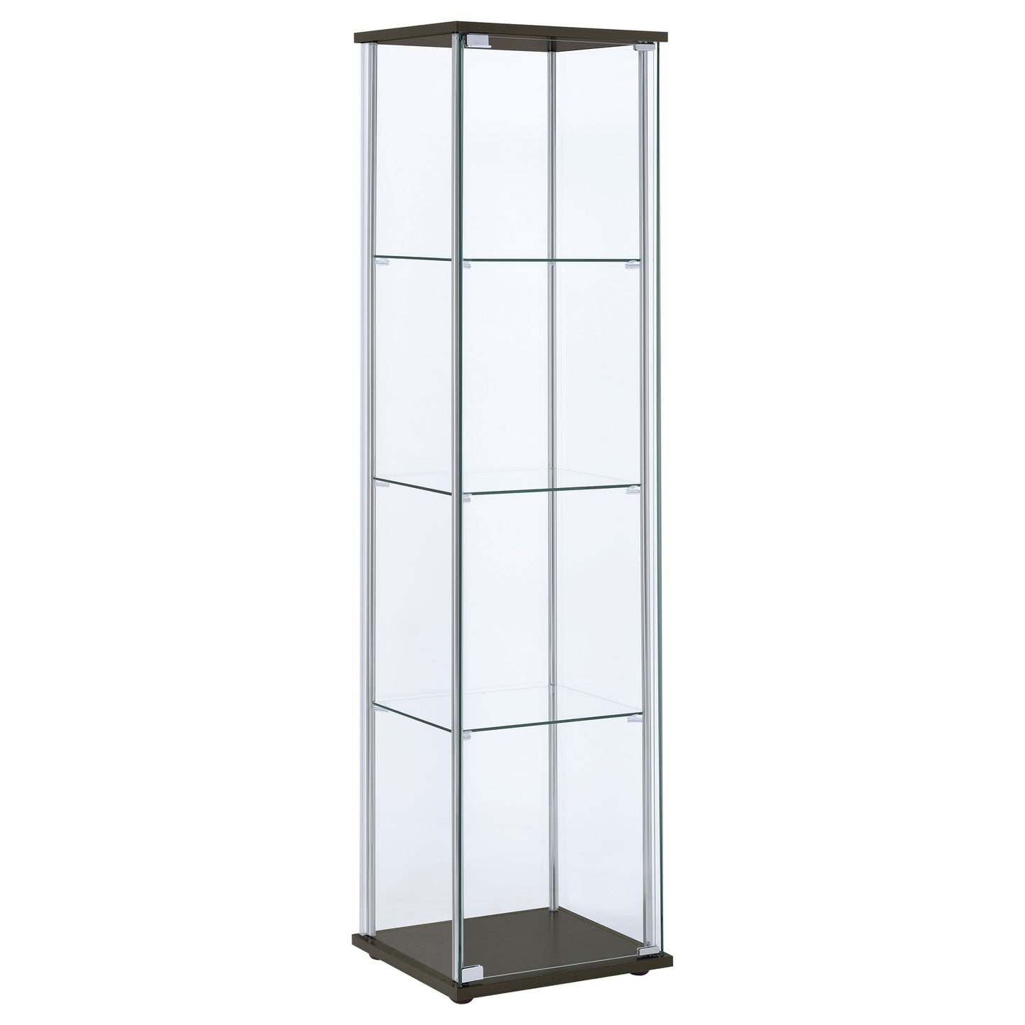 Bellatrix 4-shelf Clear Glass Curio Cabinet Cappuccino