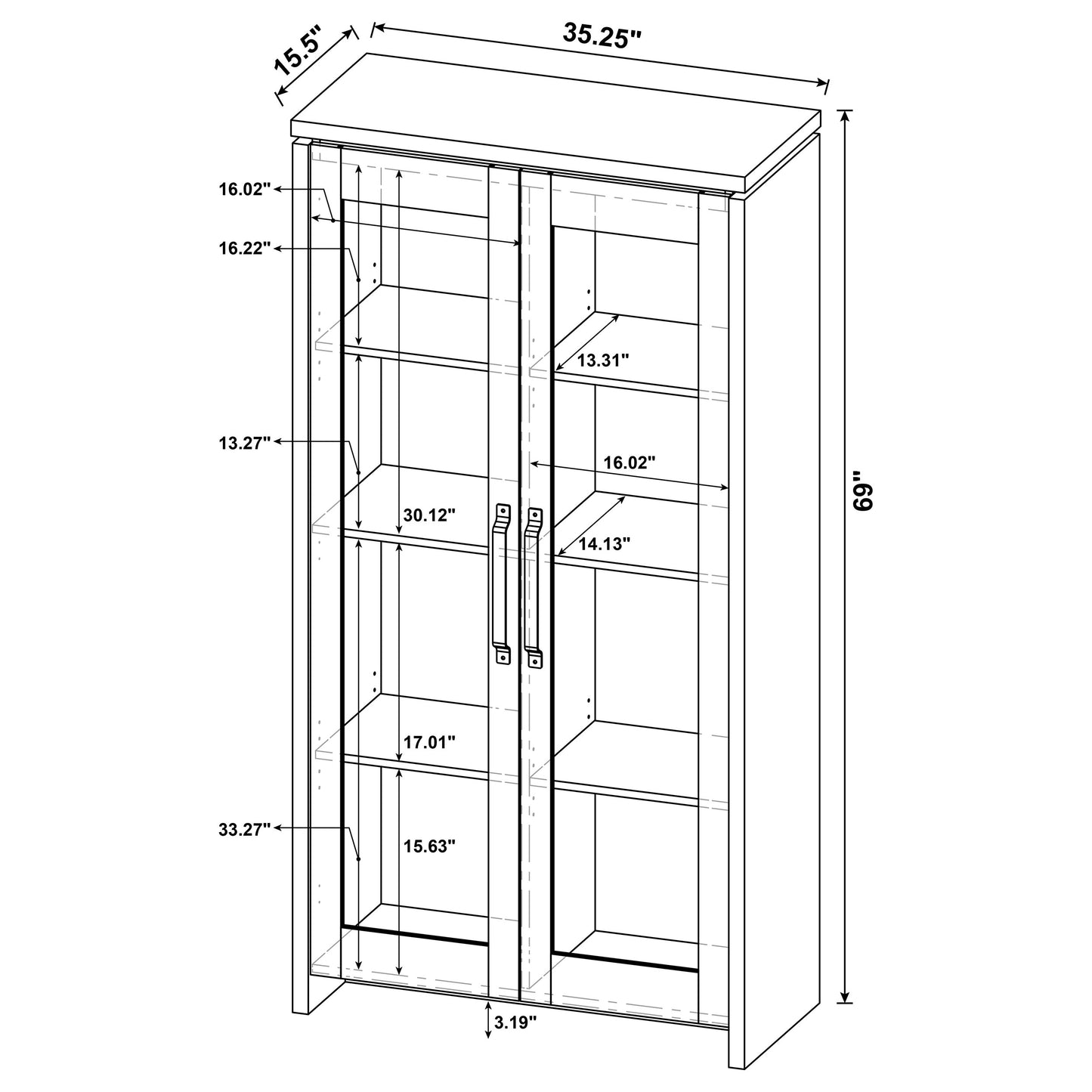 Alejo 2-door Engineered Wood Tall Cabinet Grey Driftwood