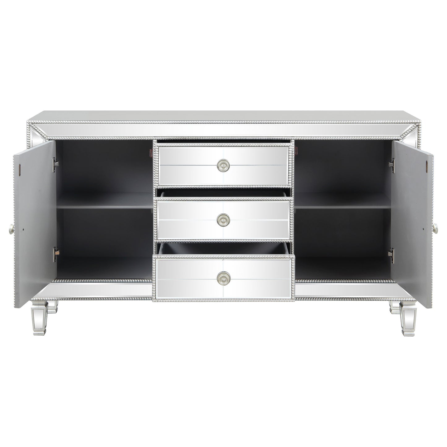 Leticia 3-drawer Mirrored Storage Accent Cabinet Silver