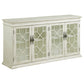 Kiara 4-door Wood Lattice Storage Accent Cabinet White