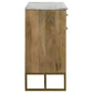 Keaton 2-door Marble Top Herringbone Accent Cabinet Natural