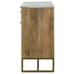 Keaton 2-door Marble Top Herringbone Accent Cabinet Natural