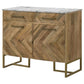 Keaton 2-door Marble Top Herringbone Accent Cabinet Natural