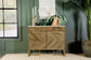 Keaton 2-door Marble Top Herringbone Accent Cabinet Natural