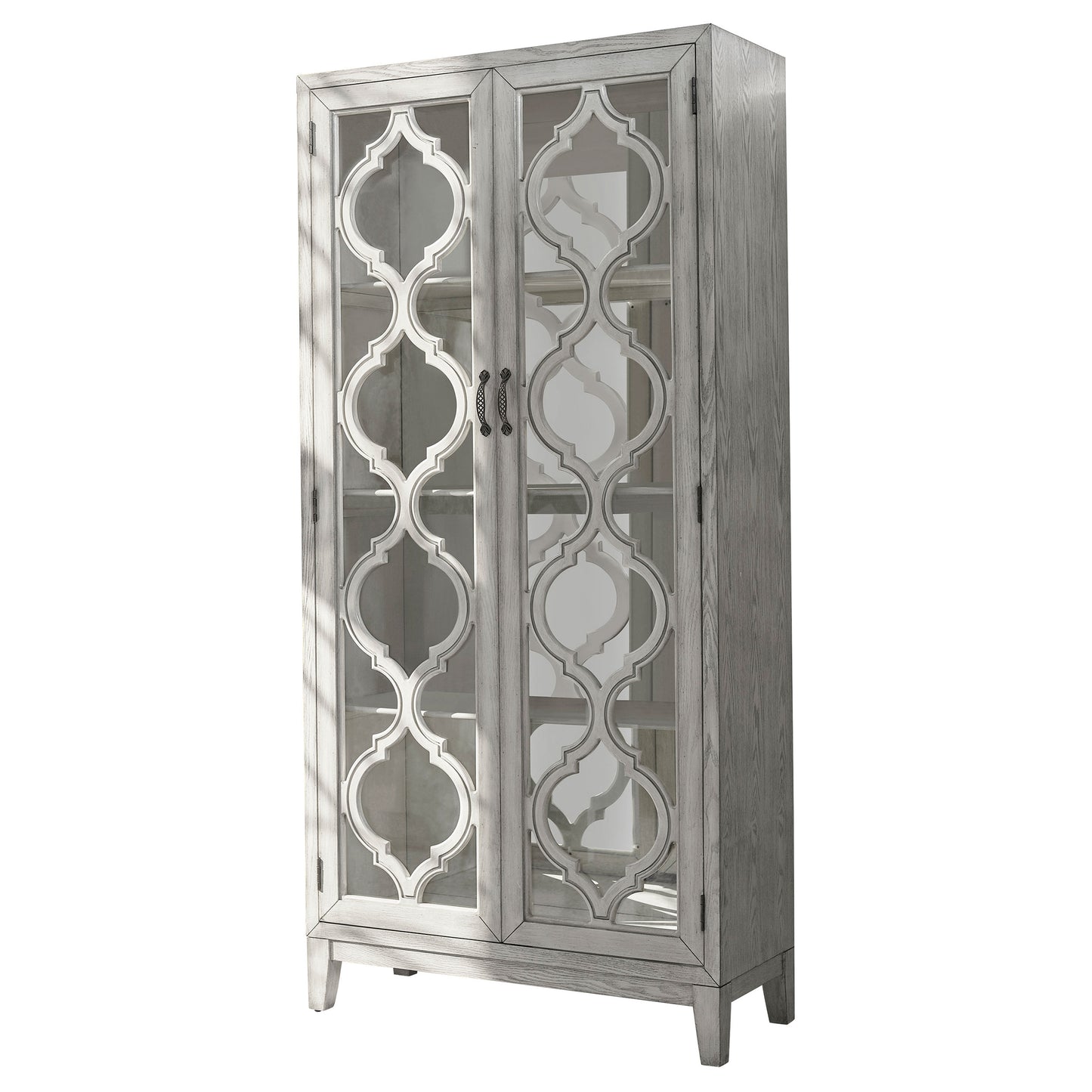 Mckellen 2-door Wood Trellis Tall Cabinet Distressed White