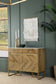 Keaton 2-door Marble Top Herringbone Accent Cabinet Natural