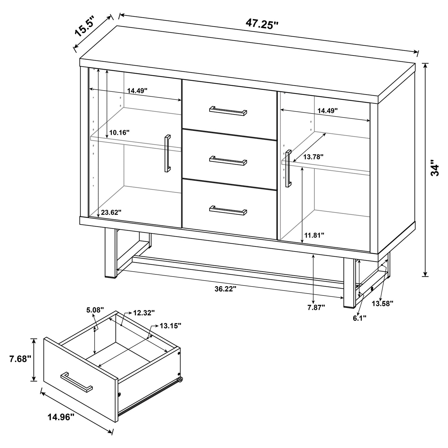 Abelardo 3-drawer Engineered Wood Cabinet Weathered Oak