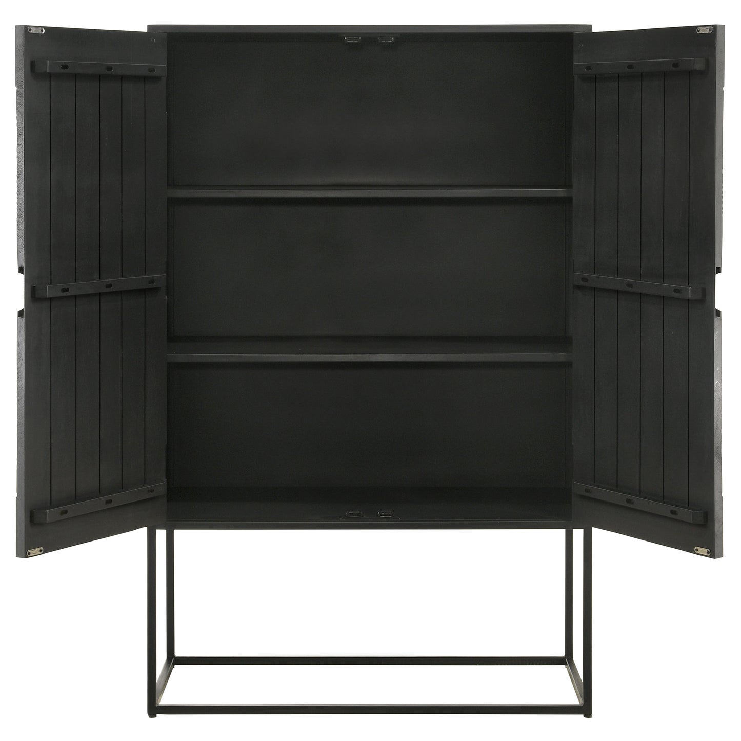 Jenna 2-door Mango Wood Mandala Pattern Accent Cabinet Black