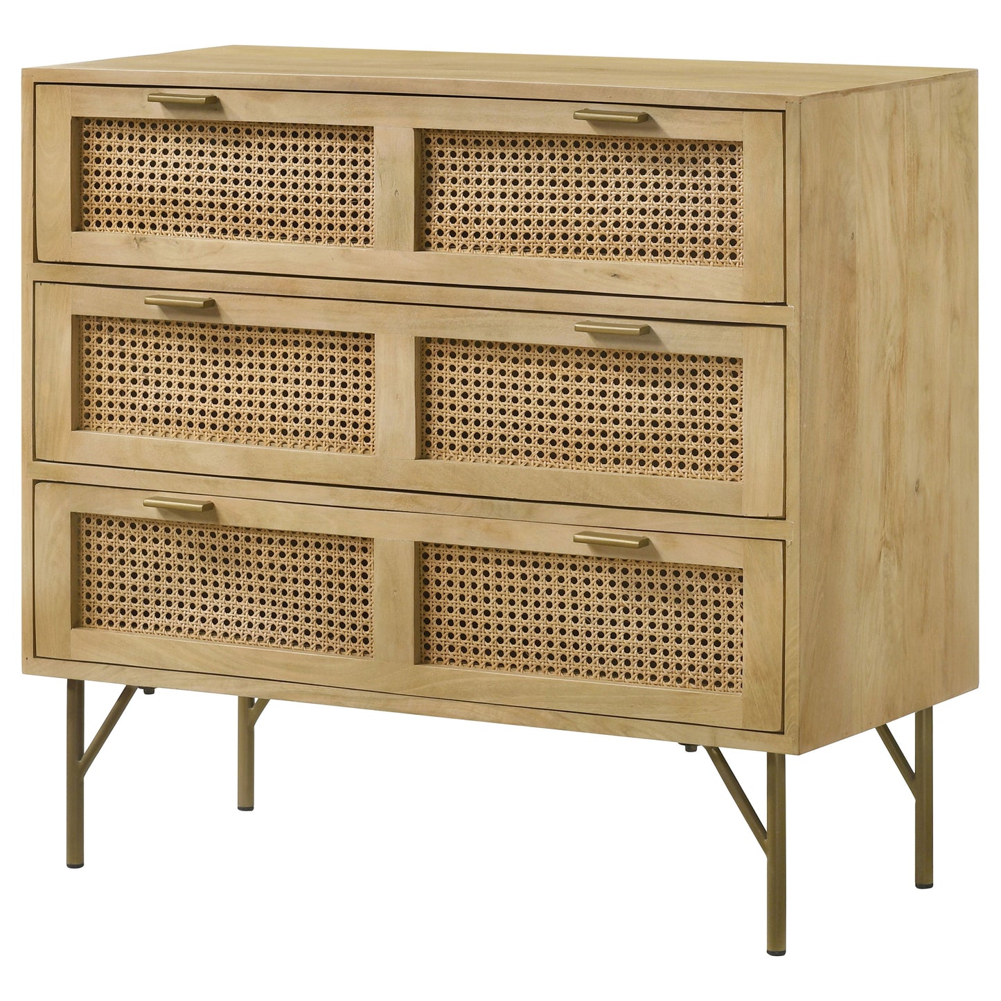 Zamora 3-drawer Wood Accent Cabinet with Woven Cane Natural