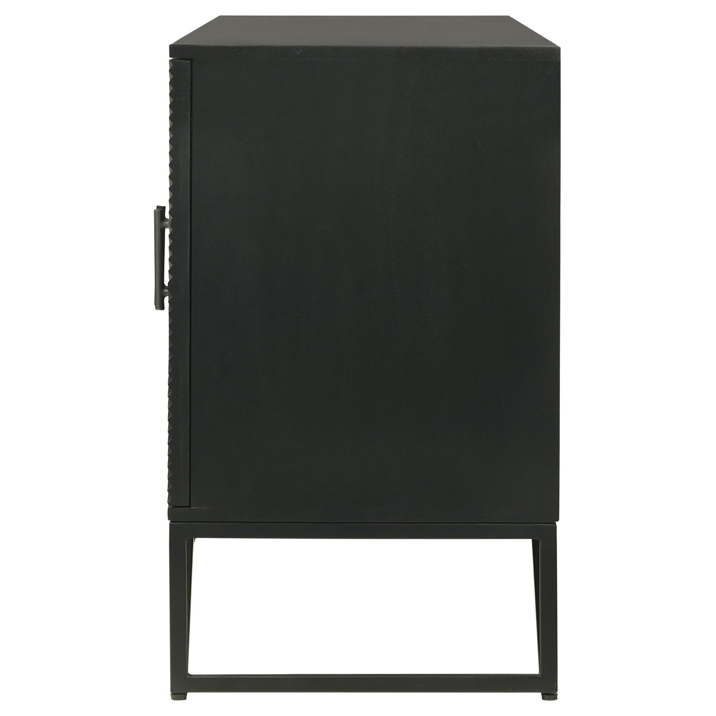 Riddell 4-door Wood Reeding Accent Cabinet Matte Black