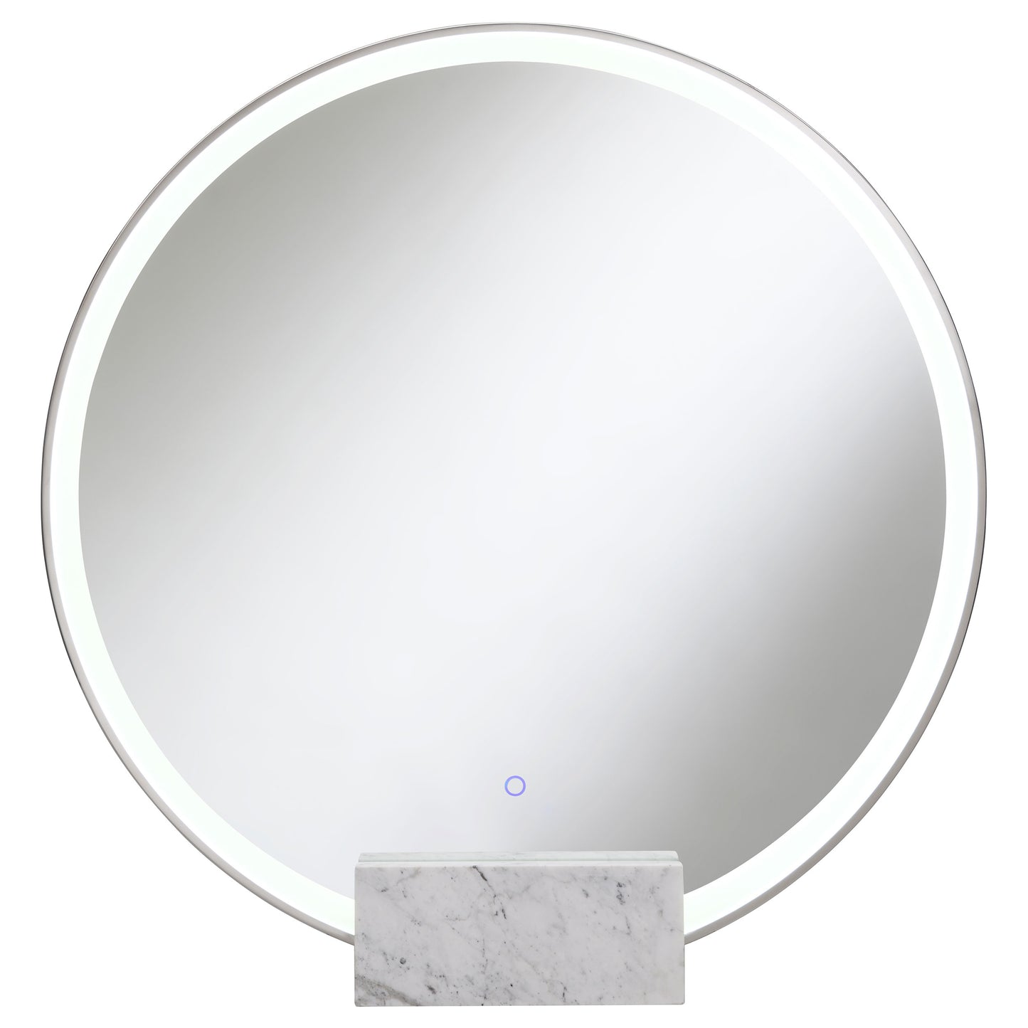 Jocelyn Round LED Vanity Mirror White Marble Base Chrome