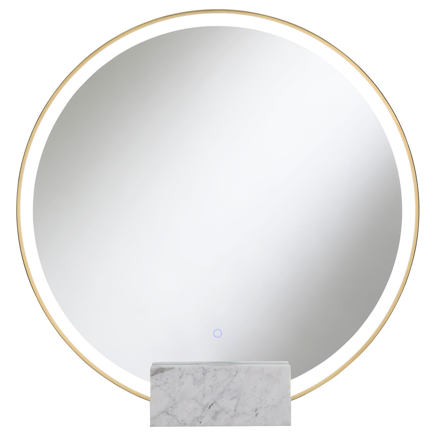 Jocelyn Round LED Vanity Mirror White Marble Base Gold