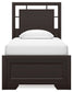 Covetown Twin Panel Bed with Mirrored Dresser, Chest and 2 Nightstands