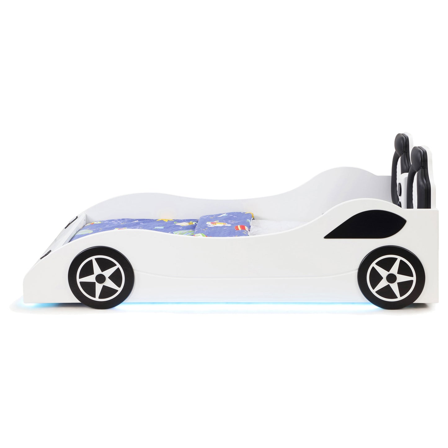 Cruiser Wood Twin LED Race Car Bed White