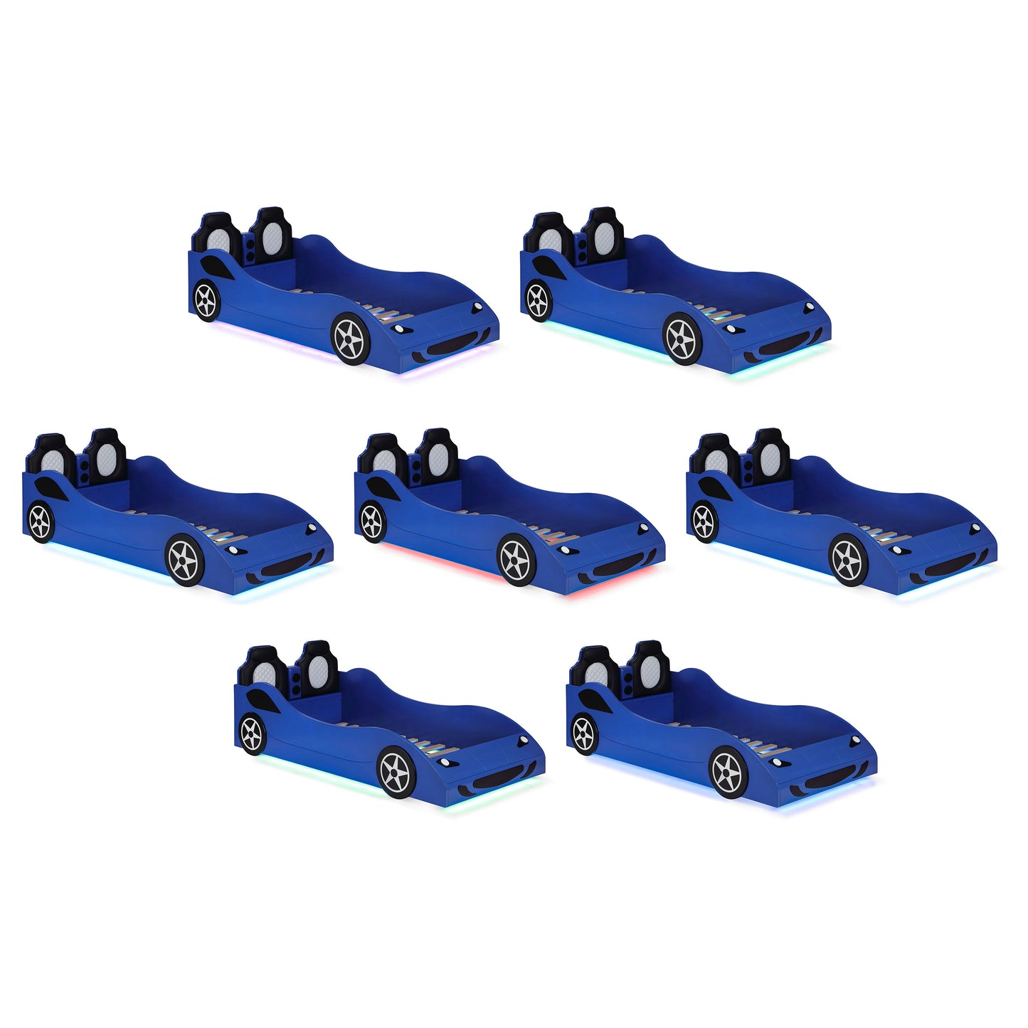 Cruiser Wood Twin LED Car Bed Blue