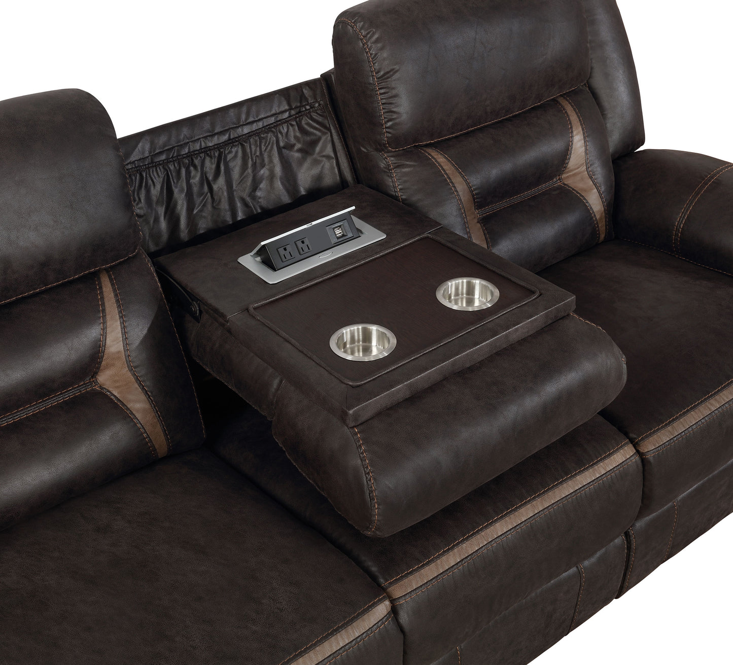 Greer Upholstered Motion Reclining Sofa Brown