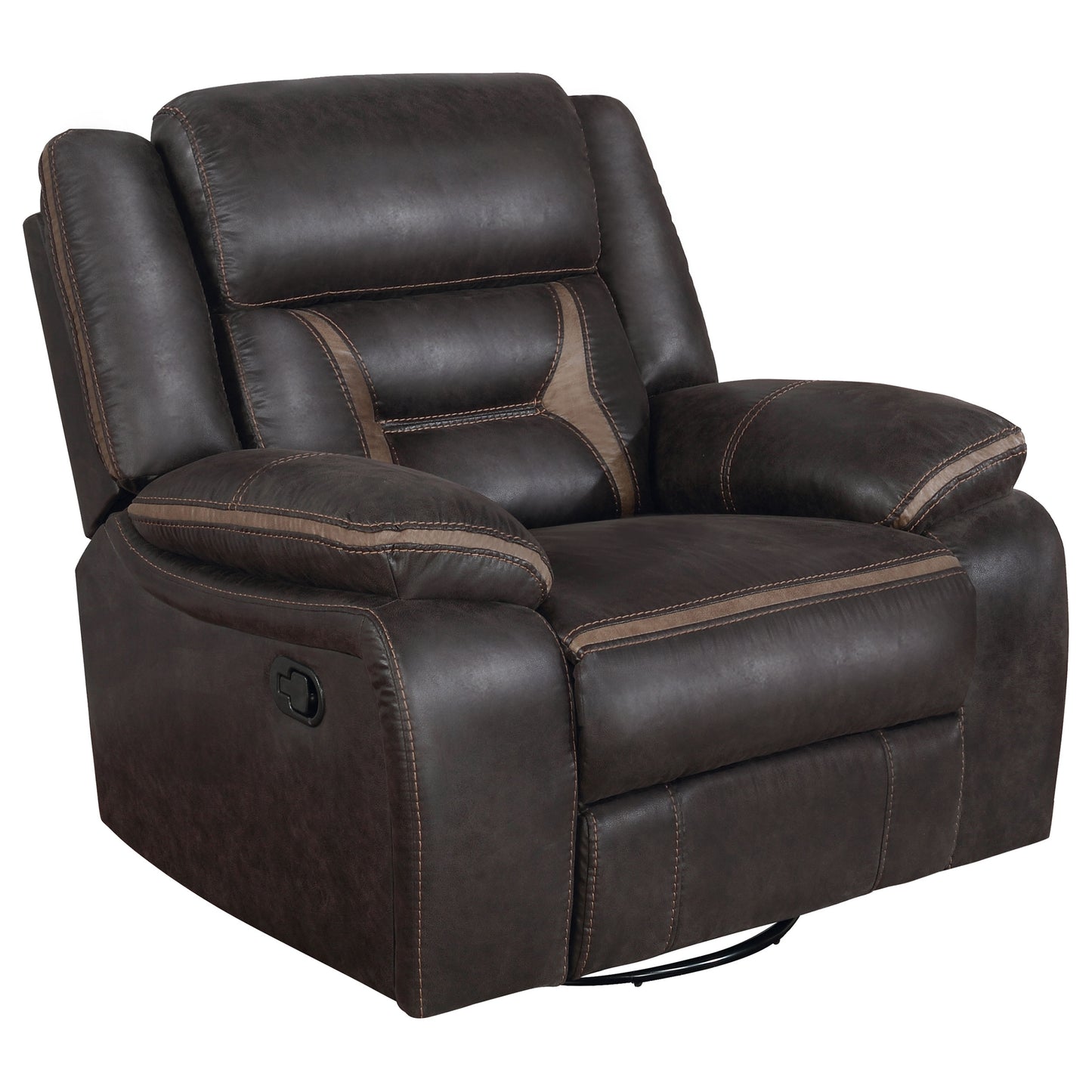 Greer Upholstered Swivel Glider Recliner Chair Brown