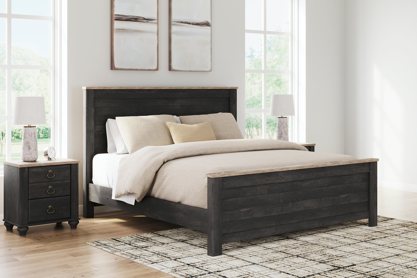 Nanforth King Panel Bed with Dresser and Nightstand