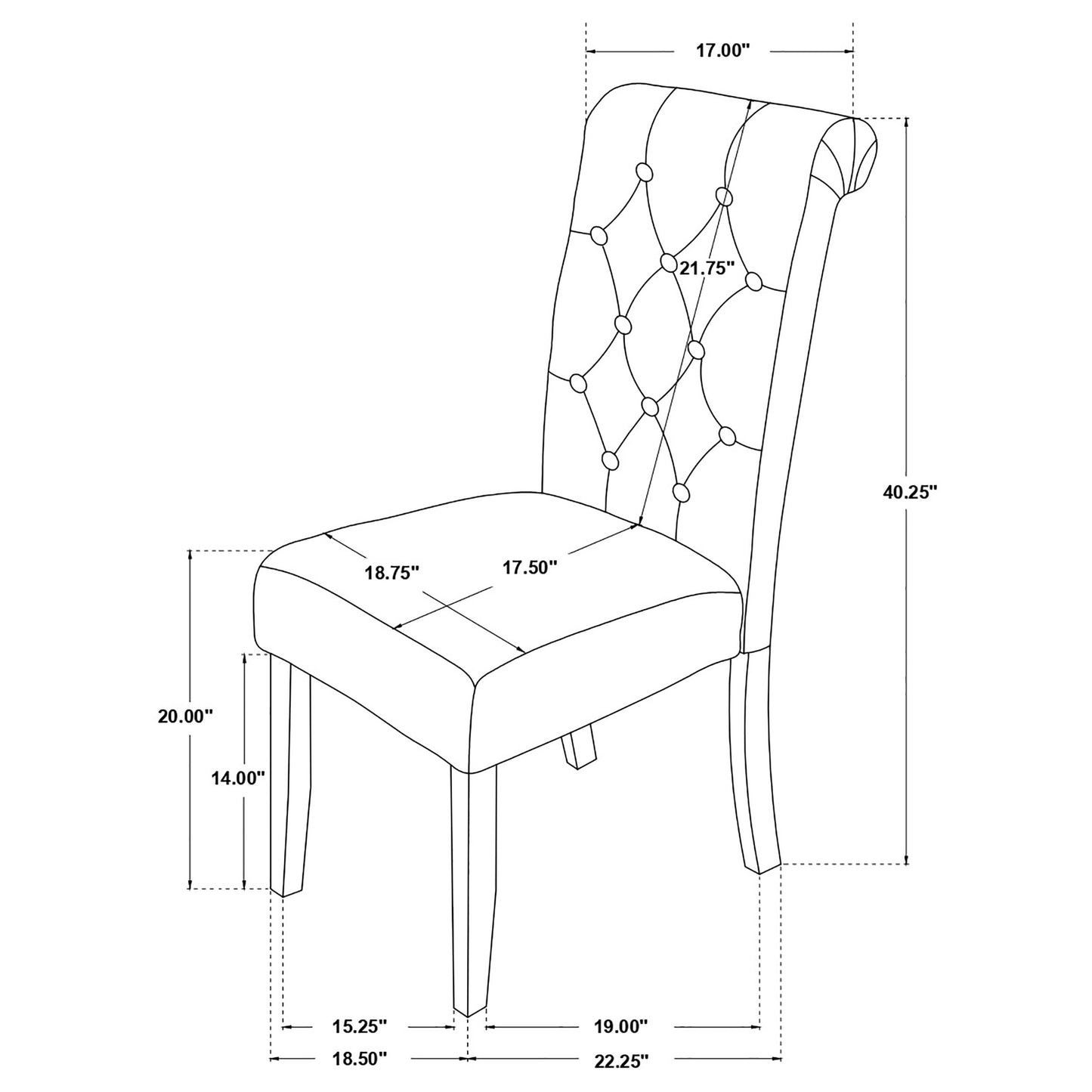 Balboa Fabric Upholstered Dining Side Chair Grey (Set of 2)