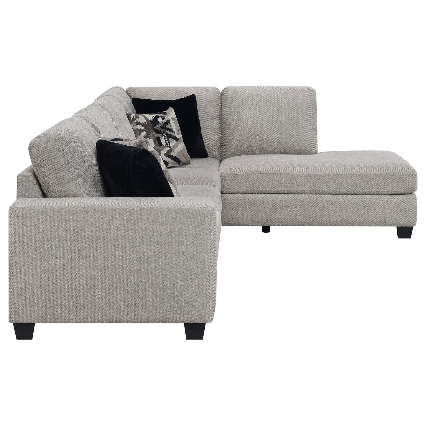 Whitson Upholstered Track Arm Sectional Chaise Sofa Stone