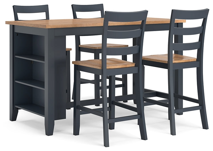 Gesthaven Counter Height Dining Table and 4 Barstools