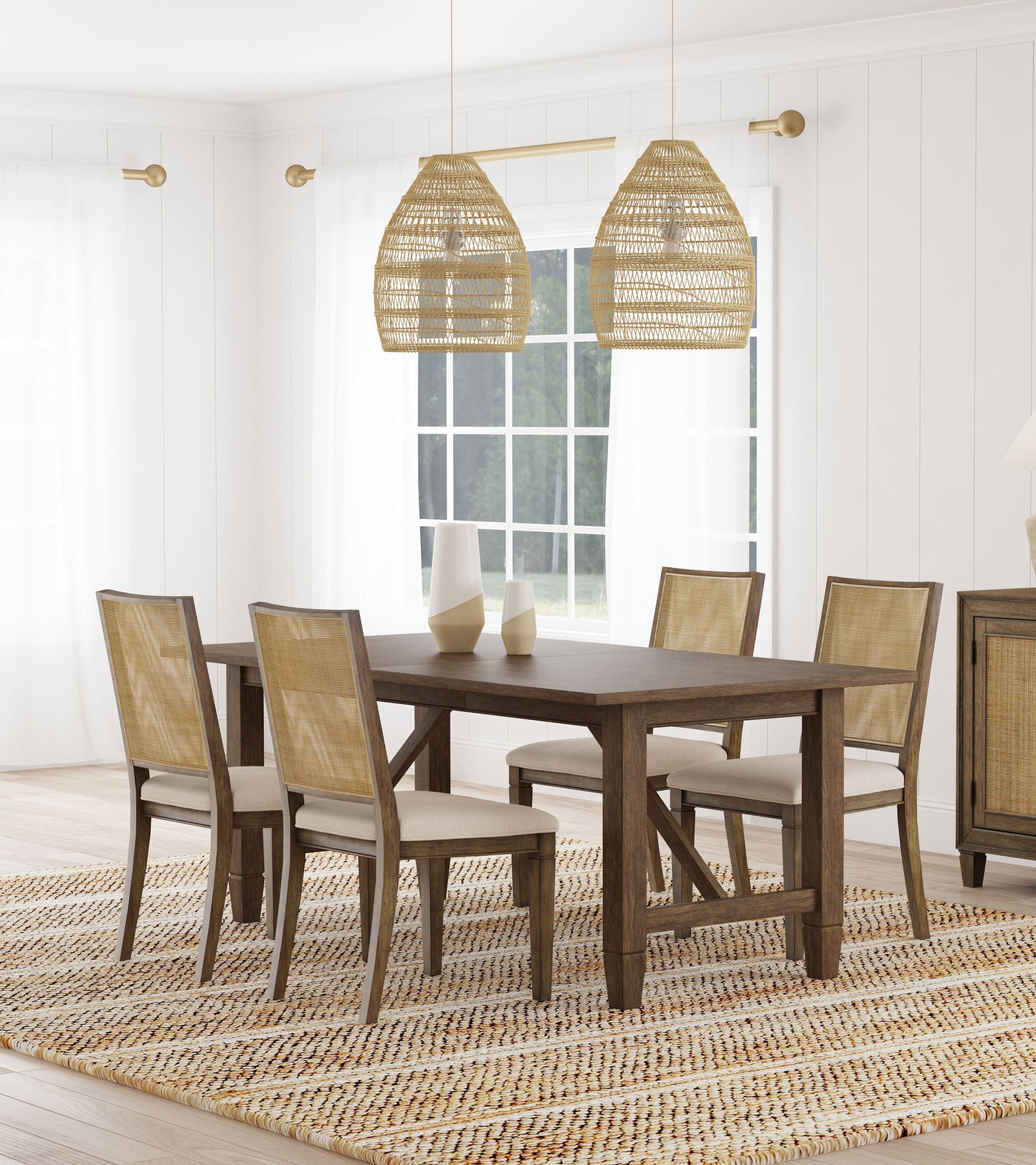 Matisse 5-piece Rectangular Dining Table Set Light Brown