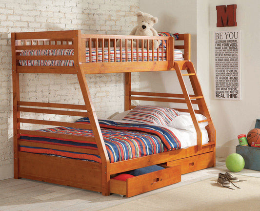 Ashton 2-drawer Wood Twin Over Full Bunk Bed Honey