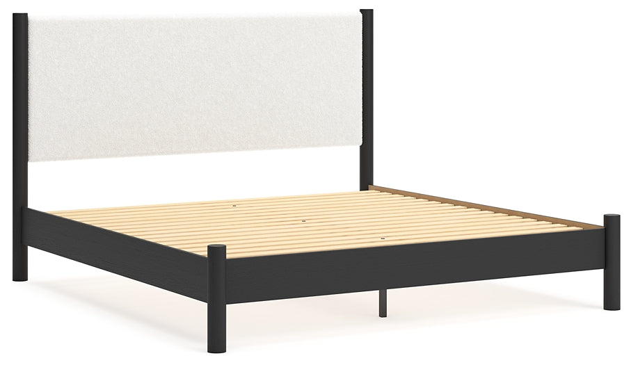 Cadmori King Upholstered Panel Bed with 2 Nightstands