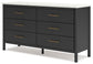 Cadmori King Upholstered Panel Bed with Dresser and 2 Nightstands