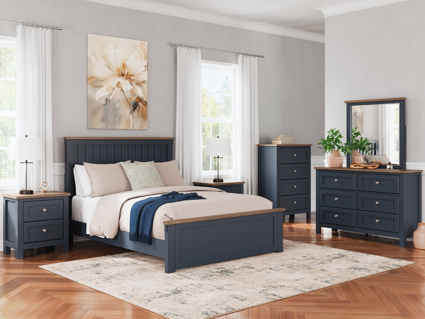 Landocken Queen Panel Bed with 2 Nightstands