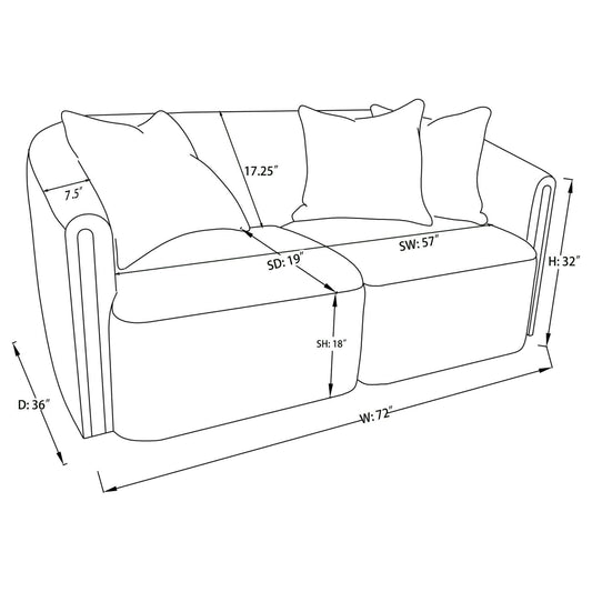 Townsend Chenille Upholstered Rolled Arm Loveseat Latte