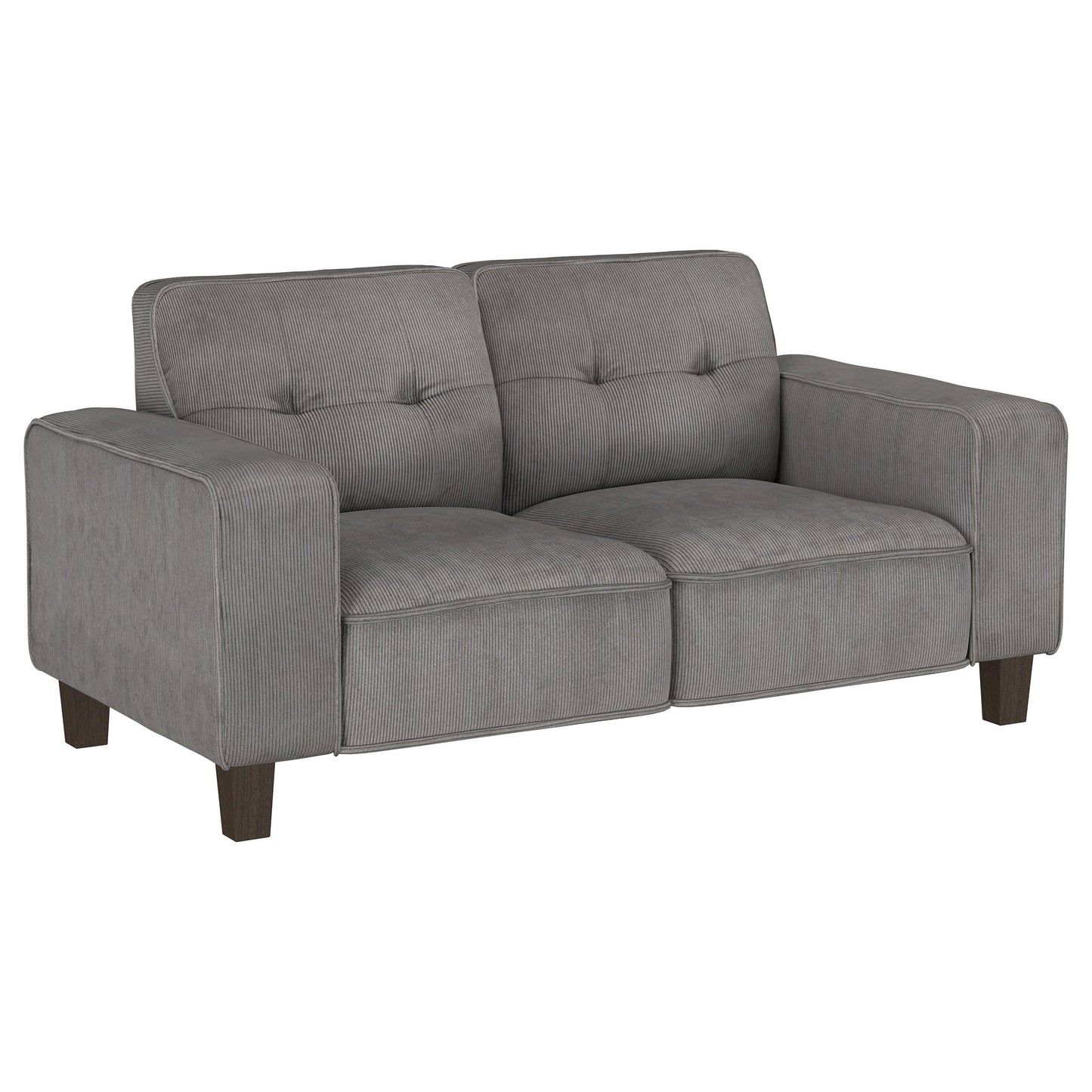 Deerhurst 2-piece Upholstered Track Arm Sofa Set Charcoal