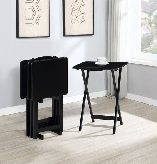 Donna 4-piece TV Tray Table Set with Stand Black