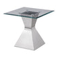 Jenny Glass Top Stainless Steel Side End Table Chrome