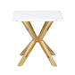 Visalia Faux Marble Top Stainless Steel End Table Gold