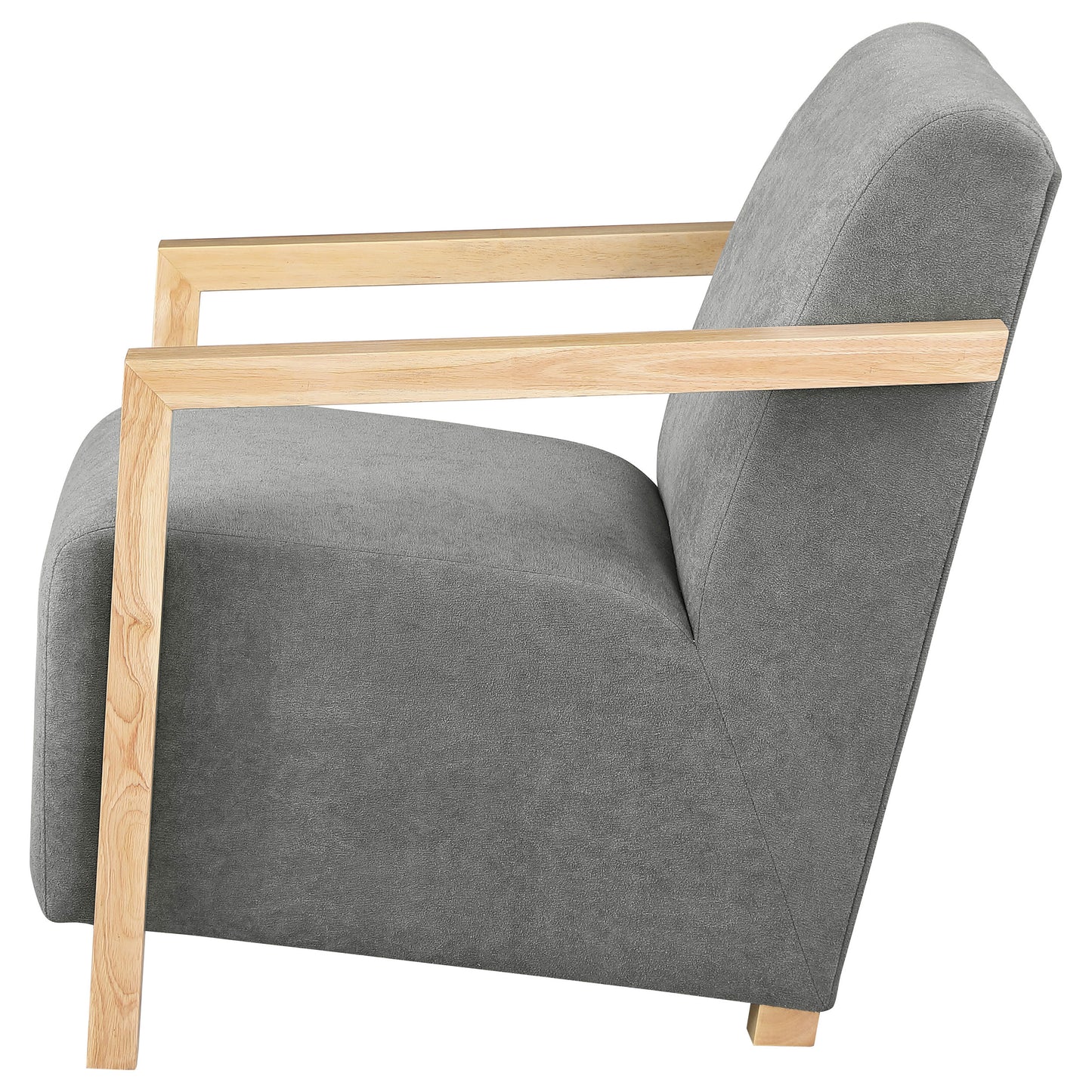 Diego Upholstered Accent Arm Chair with Wood Arms Grey