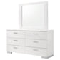 Felicity 6-drawer Wood Dresser with Mirror White High Gloss