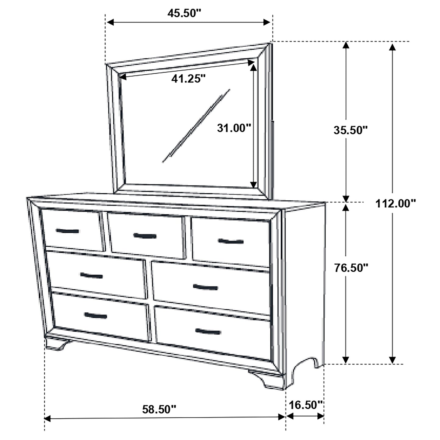 Beaumont 7-drawer Dresser with Mirror Champagne